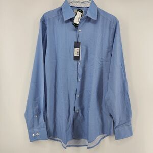 Henri James Men's Navy Medium 4-Way Diamond‎ Print Dress Shirt NWT